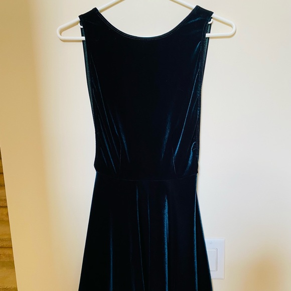 SOLD-AA Green Velvet Skater Dress - Picture 2 of 7